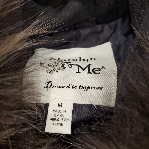 NWT Maralyn & Me Jacket Hooded Fur Trim Gray Coat - Picture 7 of 7